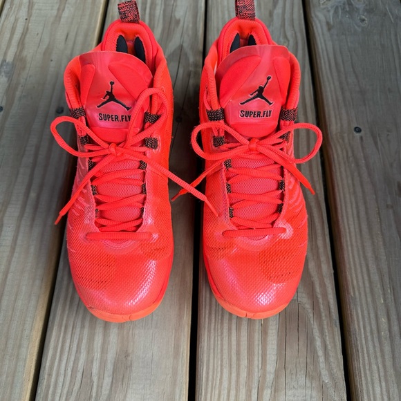 Jordan Super Fly 5 Infrared 23 (844677-606) Men’s size 7.5 Bright Mango EUC - Picture 2 of 15